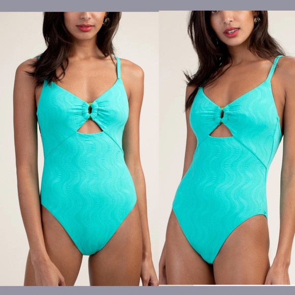 Trina Turk [ 6‎ ] Cascais Wave Maillot One Piece Swimsuit in Aqua Blue - Picture 2 of 12